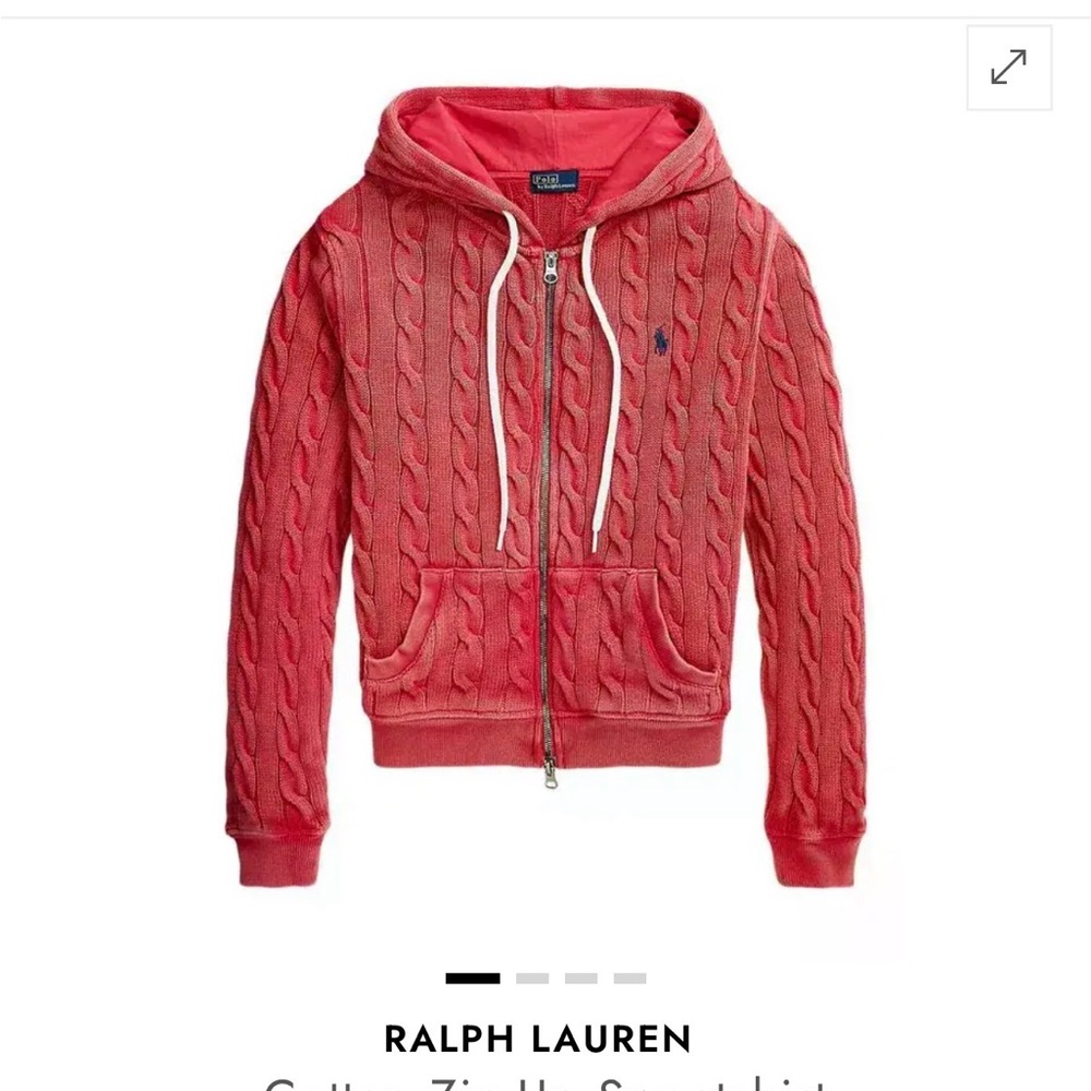 Ralph Lauren distressed red Cable Knit hoodie